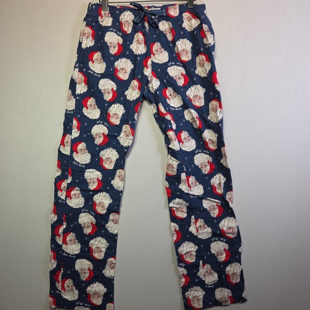 Old Navy Santa Christmas Pajama Lounge Pants Men's Small Blue 100% Cotton